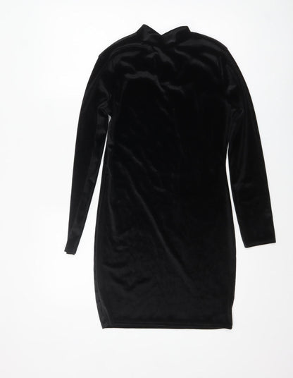 Boohoo Women’s Black Velvet Bodycon Dress Size 14 Evening Party