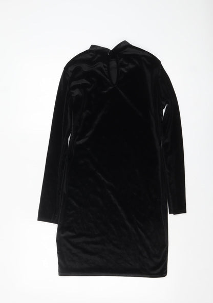 Boohoo Women’s Black Velvet Bodycon Dress Size 14 Evening Party