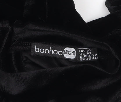 Boohoo Women’s Black Velvet Bodycon Dress Size 14 Evening Party