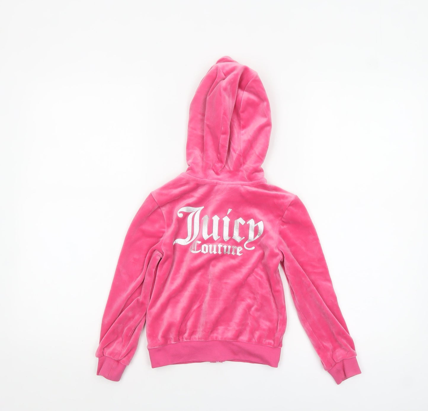 Juicy Couture Girls Pink Velour Full Zip Logo Hoodie 5-6 Years