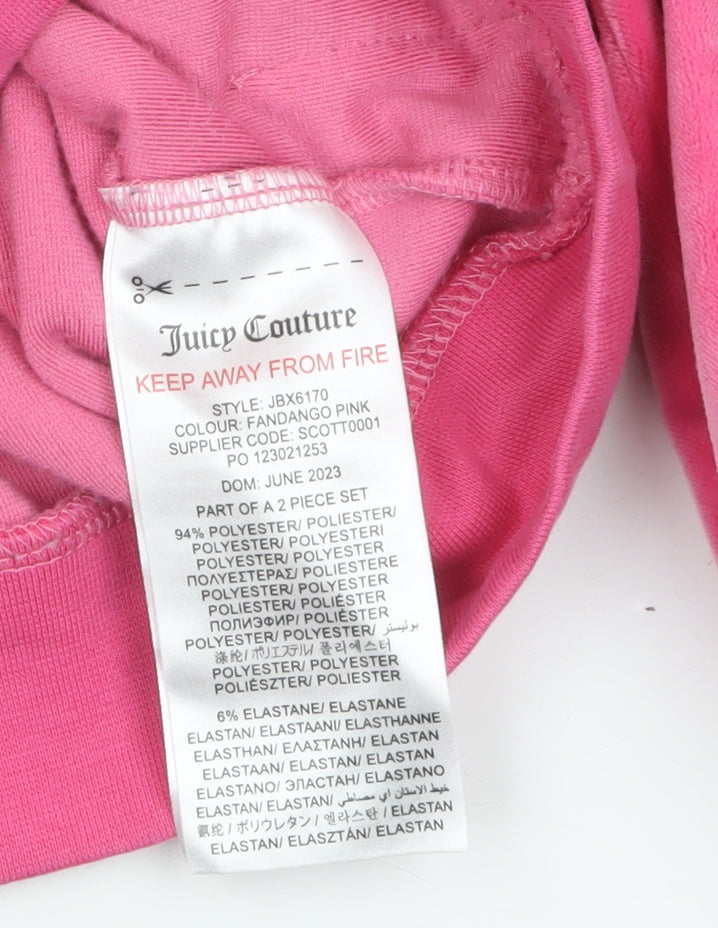 Juicy Couture Girls Pink Velour Full Zip Logo Hoodie 5-6 Years