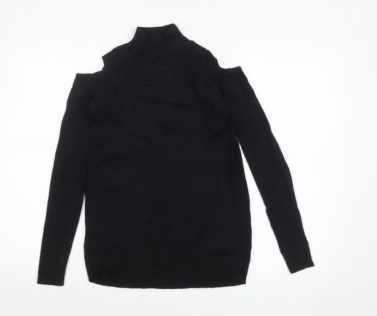 New Look Women’s Black Cold Shoulder High Neck Jumper Size 6