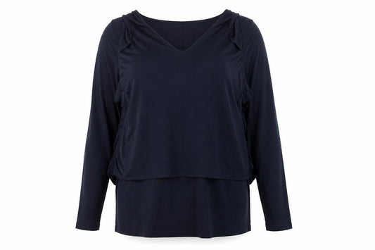 Phase Eight Women’s Blue V-Neck Tunic Long Sleeve Jersey Blouse Size 16