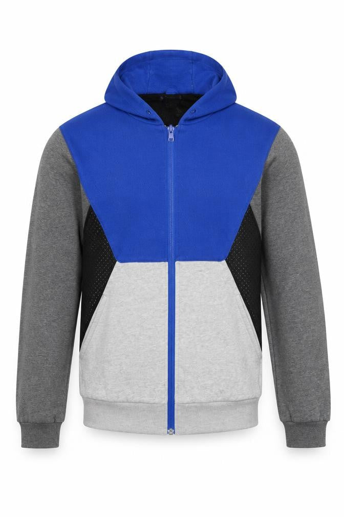 Front view of adidas Men's Blue Grey Full Zip Hoodie M Sportswear