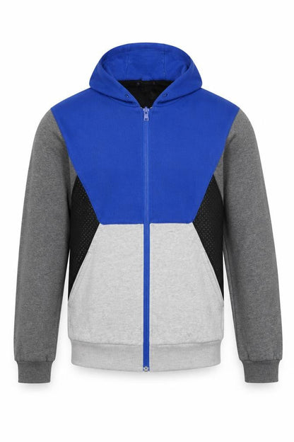 Front view of adidas Men's Blue Grey Full Zip Hoodie M Sportswear