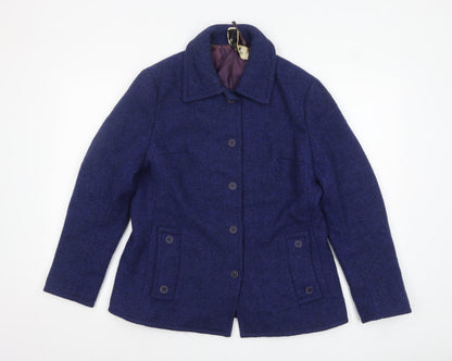 Jaeger Women's Blue Wool Mid-Length Overcoat Size 16