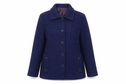 Jaeger Women's Blue Wool Mid-Length Overcoat Size 16