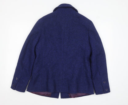 Jaeger Women's Blue Wool Mid-Length Overcoat Size 16