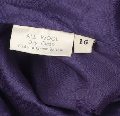 Jaeger Women's Blue Wool Mid-Length Overcoat Size 16