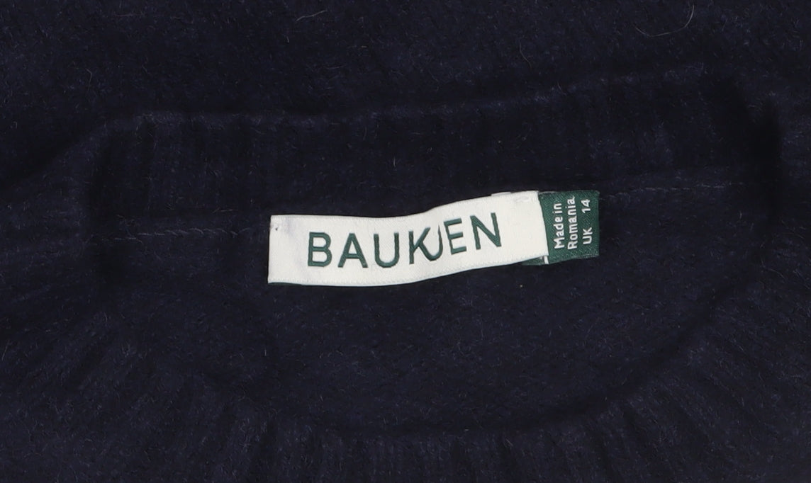 Baukjen Women's Blue 100% Recycled Cashmere Crew Neck Jumper Size 14