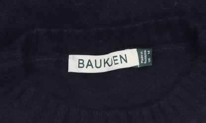 Baukjen Women's Blue 100% Recycled Cashmere Crew Neck Jumper Size 14