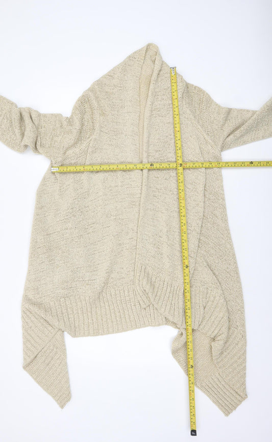 Wallis Women Beige Knit Open Cardigan Size 14 Relaxed Fit