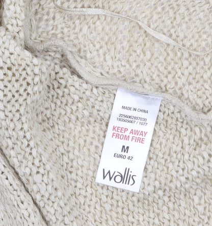 Wallis Women Beige Knit Open Cardigan Size 14 Relaxed Fit