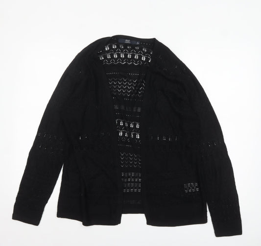 Isle Essentials Women's Black Open-Knit Cardigan Size S 10-12