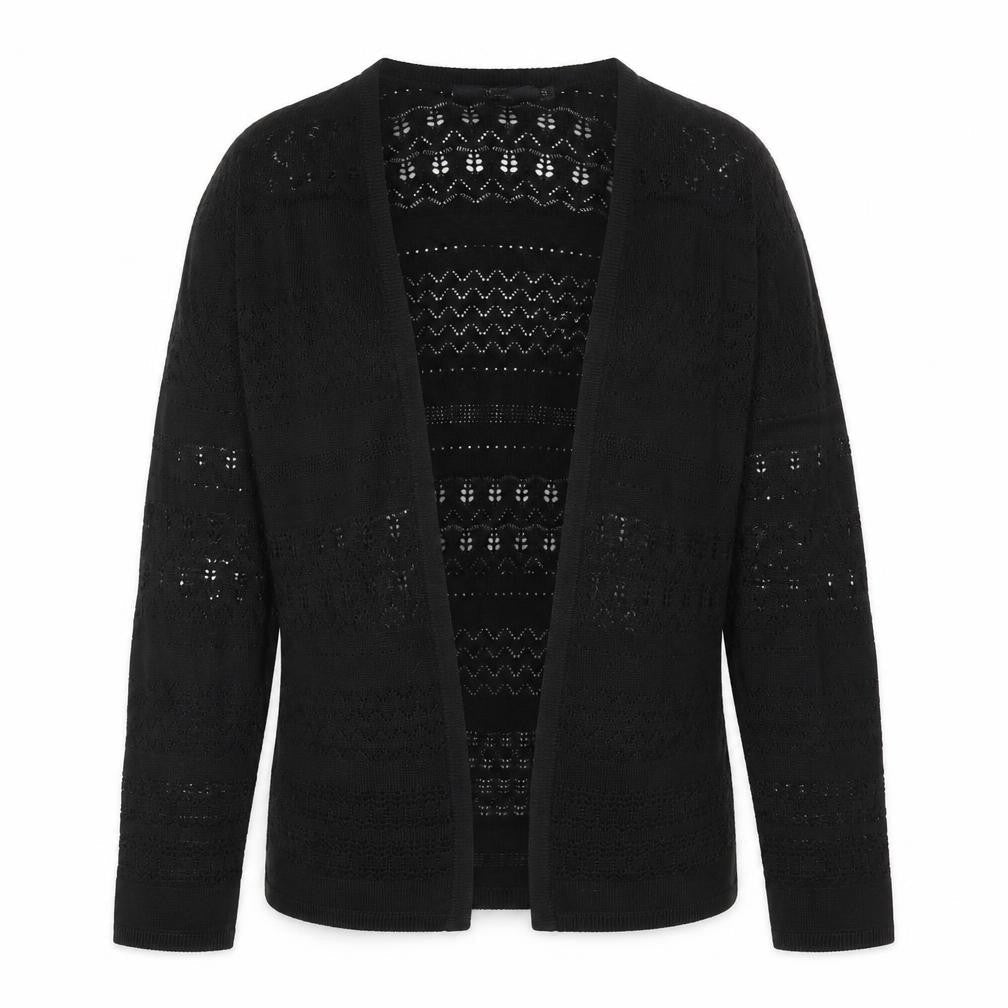 Isle Essentials Women's Black Open-Knit Cardigan Size S 10-12