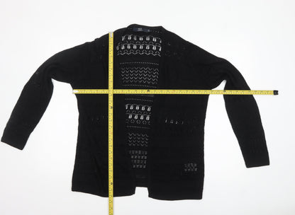 Isle Essentials Women's Black Open-Knit Cardigan Size S 10-12