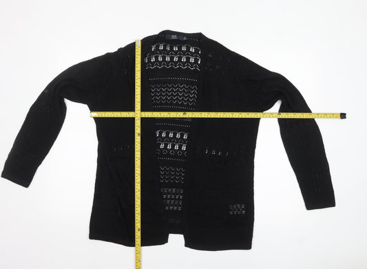 Isle Essentials Women's Black Open-Knit Cardigan Size S 10-12