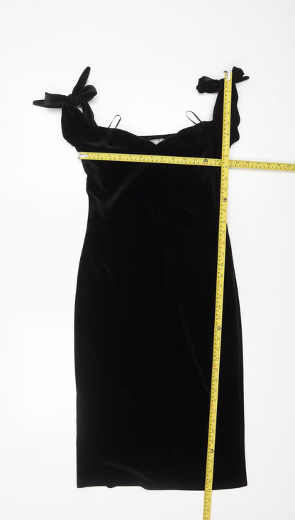 LOVE Women’s Black Velvet Bodycon Bow Strap Dress Size 10