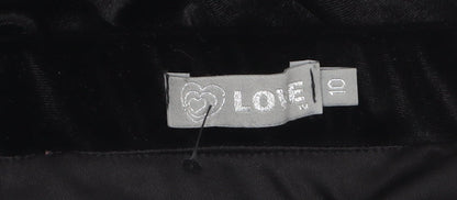 LOVE Women’s Black Velvet Bodycon Bow Strap Dress Size 10