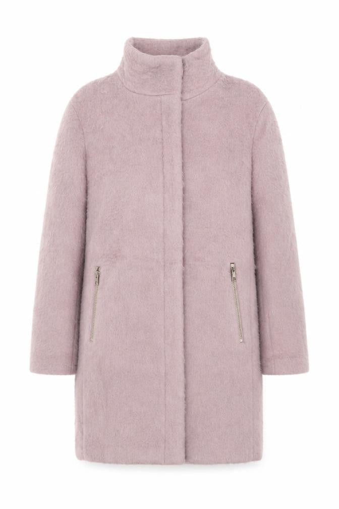 H&M Women’s Pink Wool Blend Mid-Length Zip Overcoat Size 8