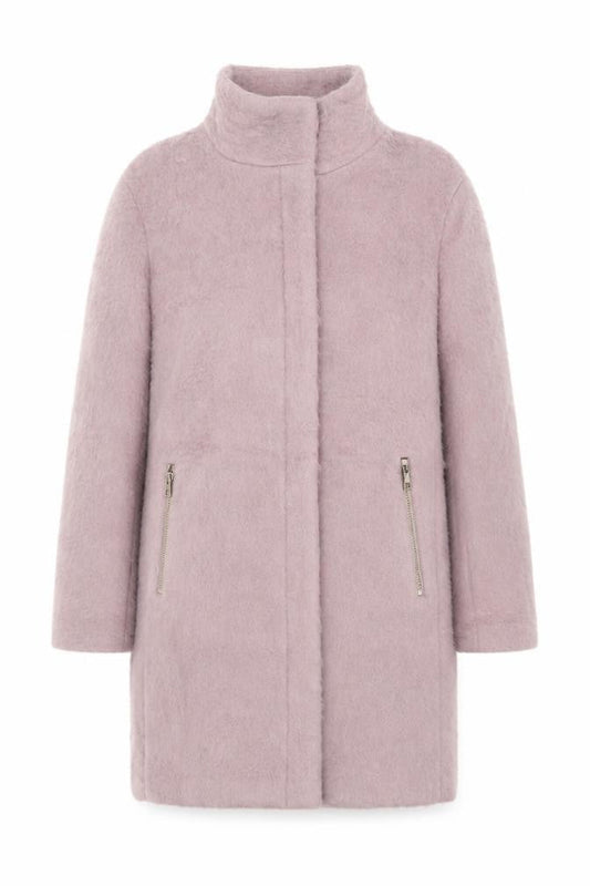 H&M Women’s Pink Wool Blend Mid-Length Zip Overcoat Size 8