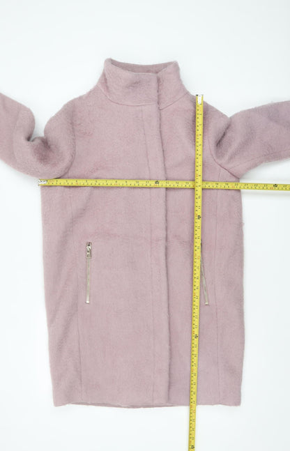 H&M Women’s Pink Wool Blend Mid-Length Zip Overcoat Size 8