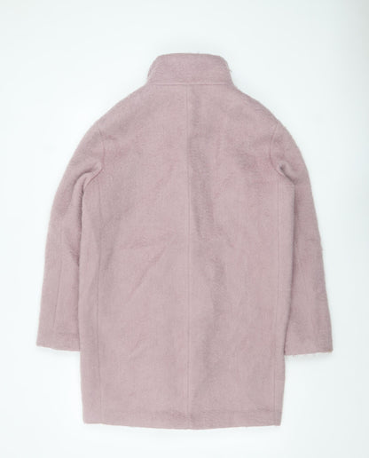 H&M Women’s Pink Wool Blend Mid-Length Zip Overcoat Size 8