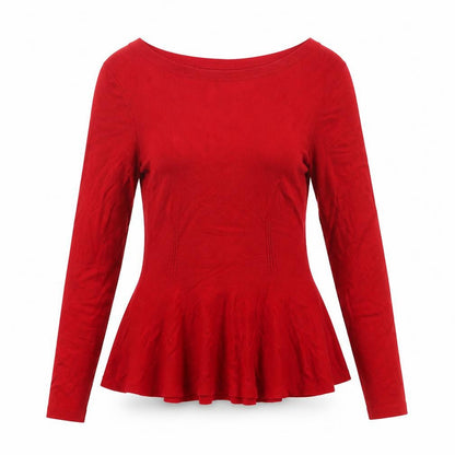 Phase Eight Women's Red Long Sleeve Peplum Jumper Size 10