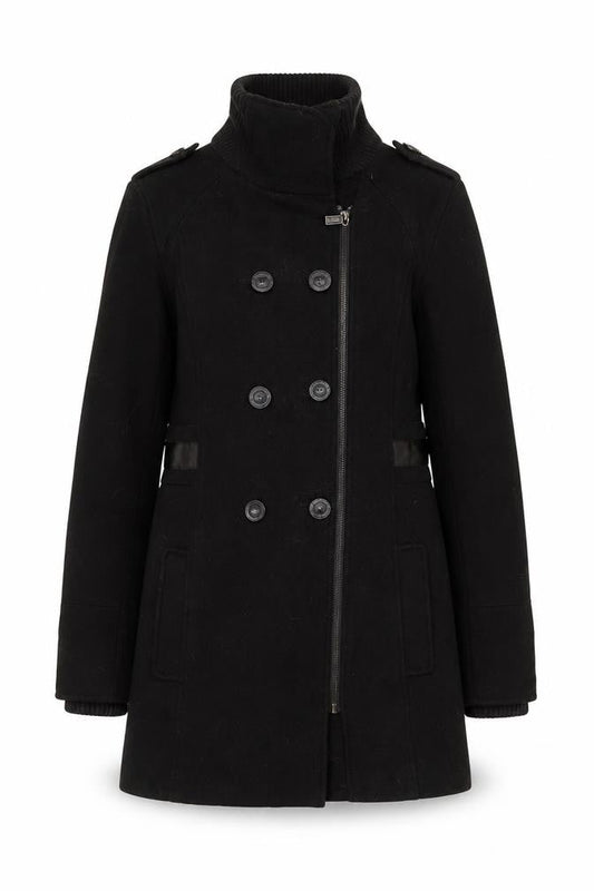 Baker by Ted Baker Girls Black Wool Blend Double-Breasted Mid-Length Coat Age 14