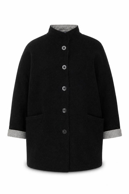 Autonomy Women's Black Wool Blend Overcoat Size 18 Lined Button Front