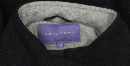 Autonomy Women's Black Wool Blend Overcoat Size 18 Lined Button Front