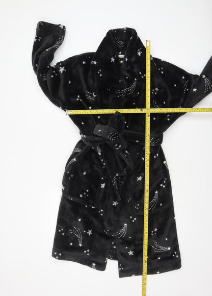 Monsoon Women’s Black Fleece Star Print Belted Winter Robe S
