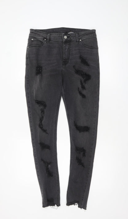 ASOS Men's Black Distressed Skinny Jeans 32W 32L Slim Fit Denim