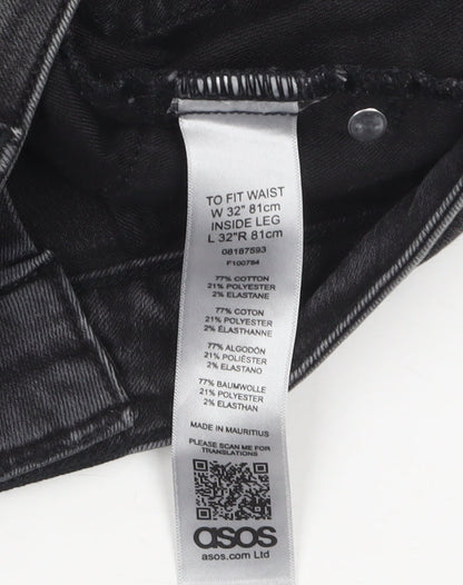 ASOS Men's Black Distressed Skinny Jeans 32W 32L Slim Fit Denim