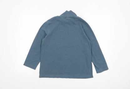 Lands' End Women's Blue Long Sleeve Roll Neck Cotton Top Size S