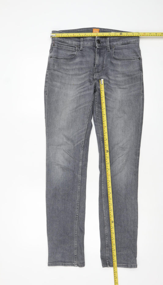 Hugo Boss Men's Grey Slim Straight Denim Jeans 30x32