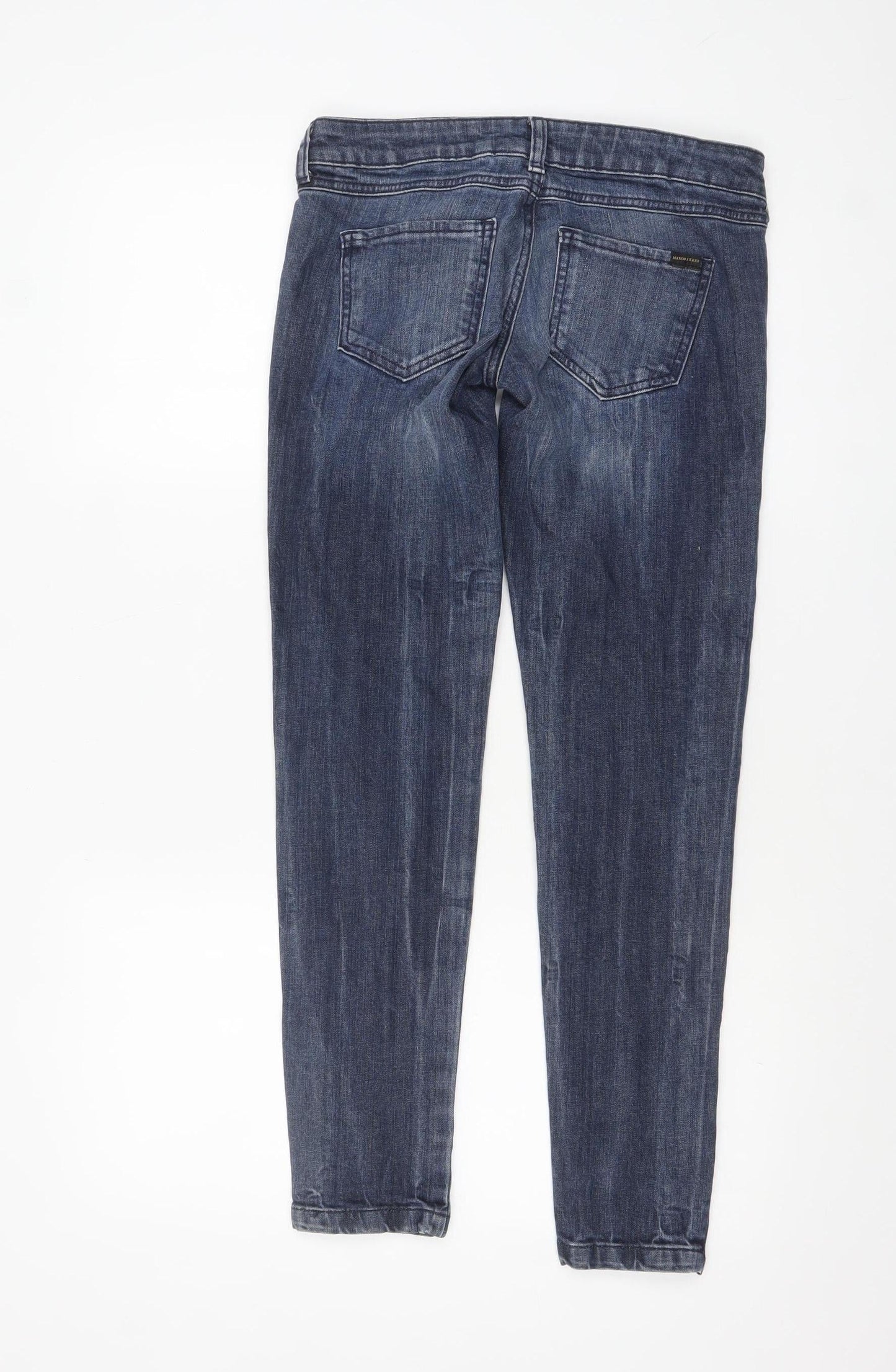 Mango Women Blue Skinny Stretch Denim Jeans Size 6 with Ankle Zip