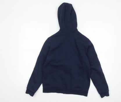 Adidas Boys Navy Blue Full Zip Hoodie 11-12 Years Cotton Blend