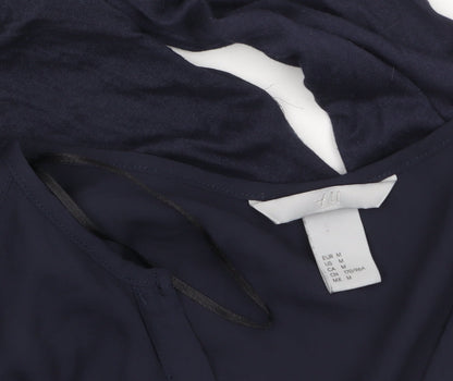 H&M Women's Blue V-Neck Long Sleeve Blouse Size 12