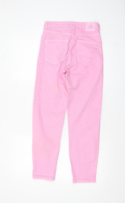 Stradivarius Women Pink Size 8 Regular Fit Straight Denim Jeans