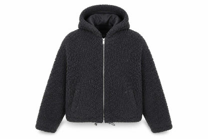 New Look Women Black Short Hooded Fleece Puffer Jacket Size S