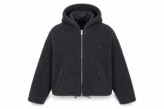 New Look Women Black Short Hooded Fleece Puffer Jacket Size S