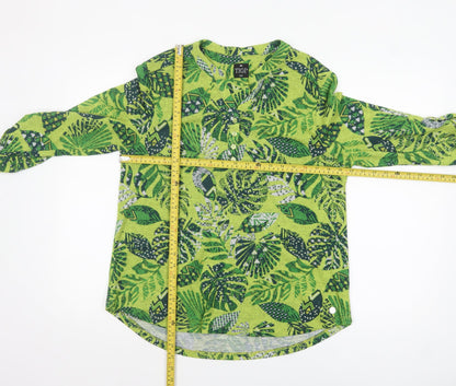 TIGI Women’s Green Leaf Print Tunic Blouse Size 10/12