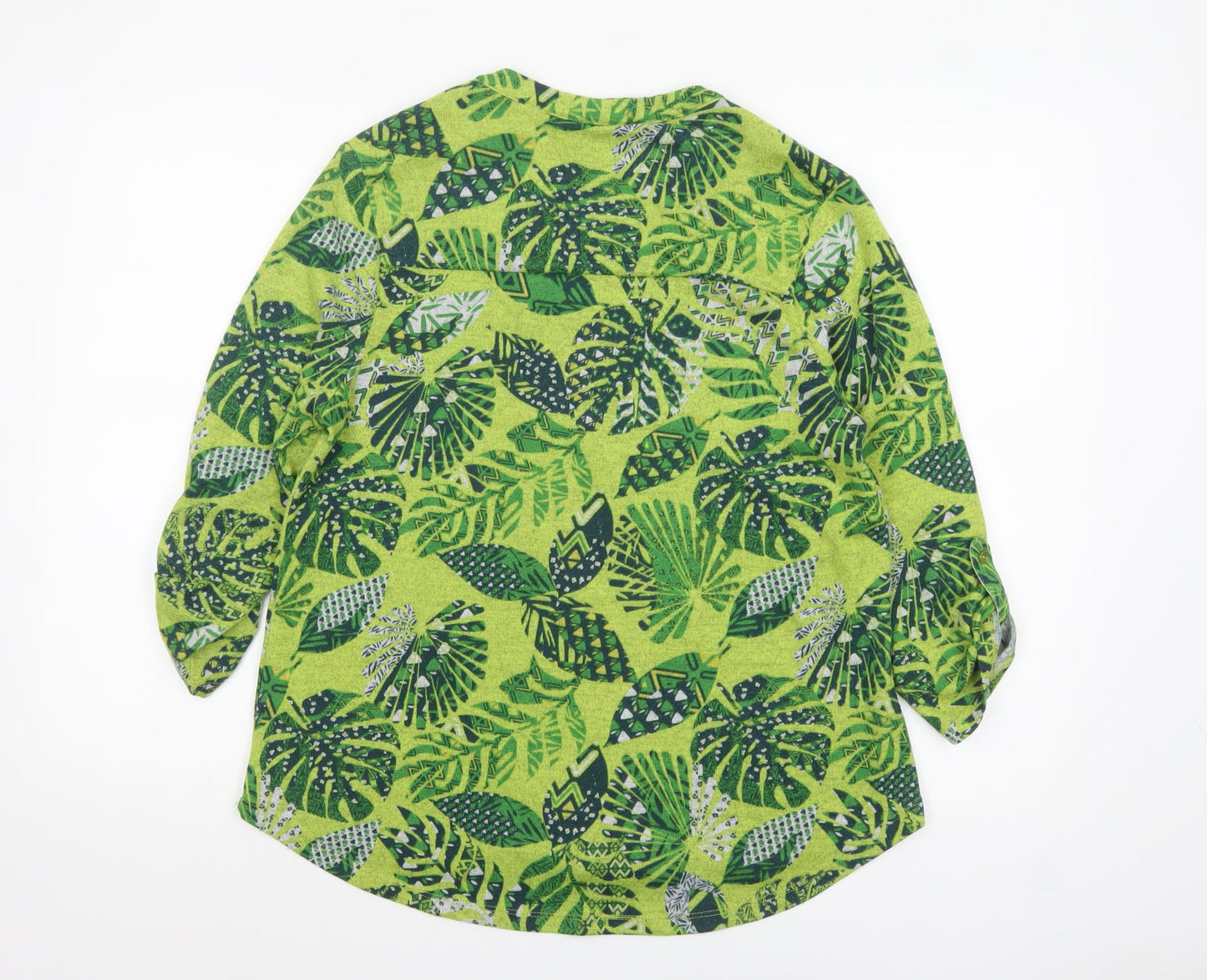 TIGI Women’s Green Leaf Print Tunic Blouse Size 10/12