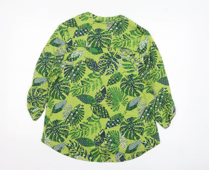 TIGI Women’s Green Leaf Print Tunic Blouse Size 10/12