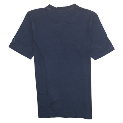 Adidas Men's Blue Small Logo Graphic Cotton T-Shirt