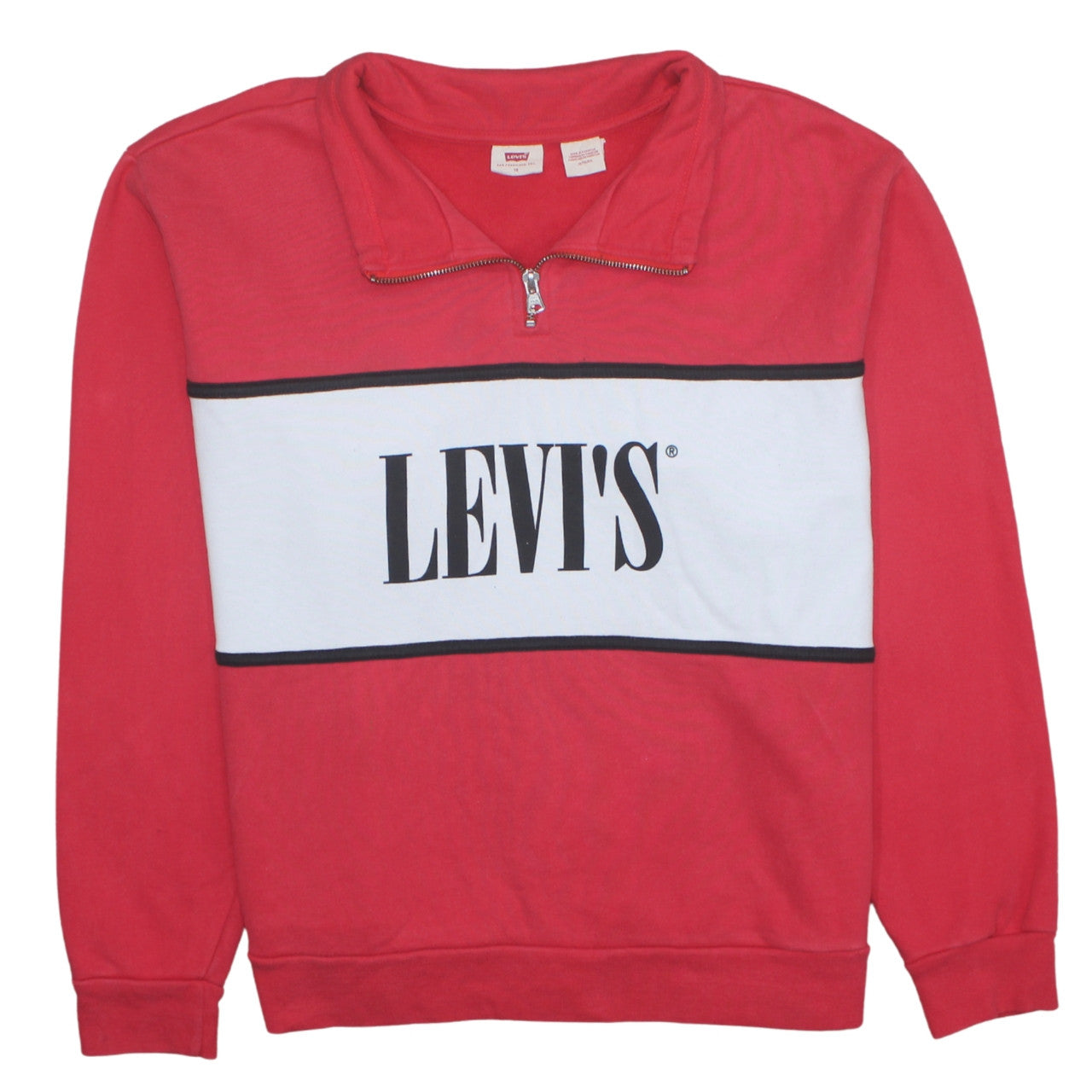 Mens UK Size XL Levi's Red 1/2 Zip Sweatshirt