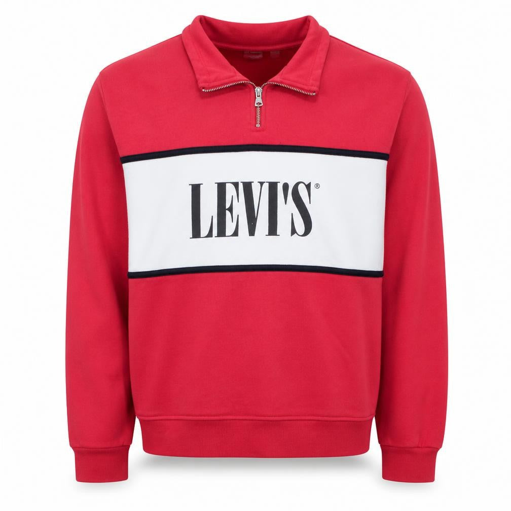 Mens UK Size XL Levi's Red 1/2 Zip Sweatshirt