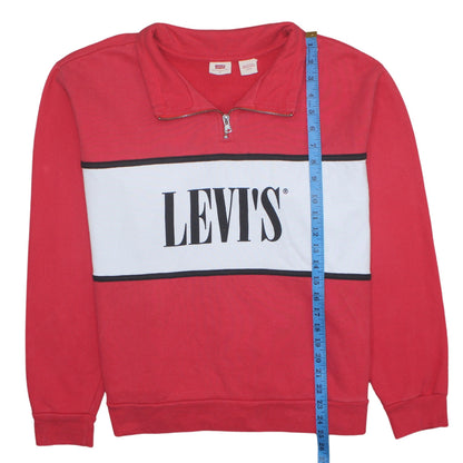 Mens UK Size XL Levi's Red 1/2 Zip Sweatshirt