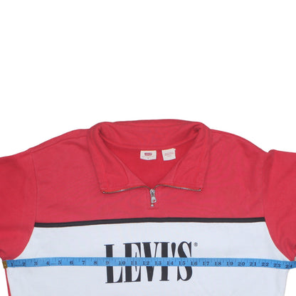 Mens UK Size XL Levi's Red 1/2 Zip Sweatshirt